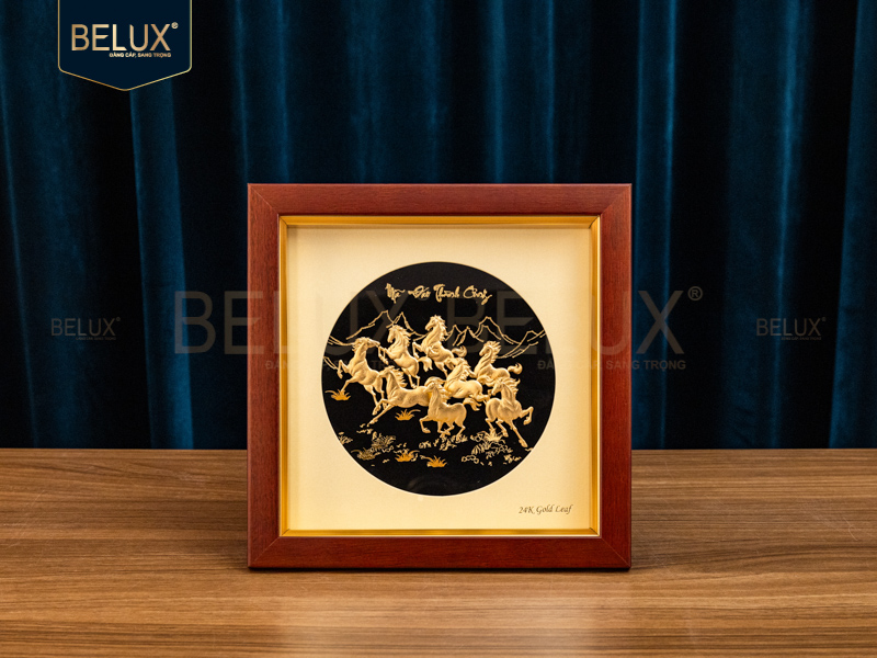 Tranh Ngựa dát vàng 24k&nbsp;25x25cm